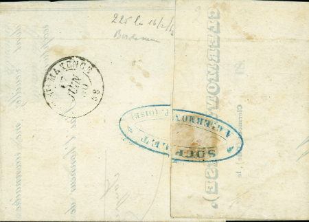 N°5 40c orange obl. grille sur lettre de Clermont-de-l'Oise