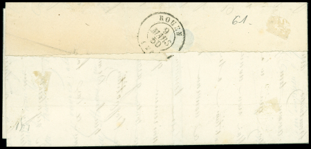 Cursive "74 Auffay" +dateur B 9 mars 1850 +grille sur