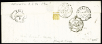 N°15 25c bleu, fleur de tirage, obl. PC sur lettre