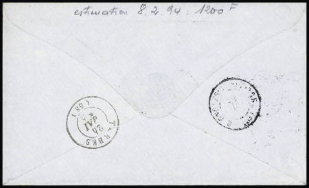 N°15 25c bleu obl. PC sur enveloppe de Pau 14.05.1854