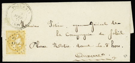 N°43B 10c bistre-jaune en paire bien margée obl. GC