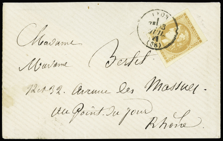 N°43A 10c bistre obl. càd T16 de Lyon 3.07.1871 sur