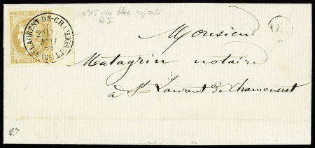 N°43A 10c bistre avec grand bord de feuille obl. càd