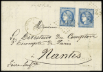N°45B 20c bleu x2 obl. GC 2187 de Manosque (Basses-Alpes)