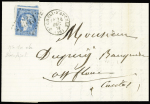 N°44B 20c bleu avec deux voisins obl. GC sur lettre