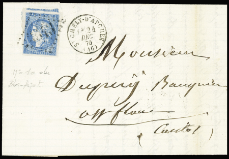 N°44B 20c bleu avec deux voisins obl. GC sur lettre