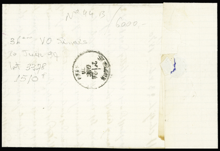 N°44B 20c bleu avec deux voisins obl. GC sur lettre