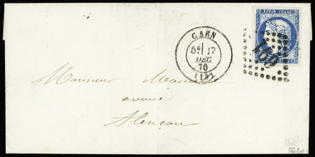 N°44Aa 20c bleu foncé obl. GC 691 sur lettre de Caen