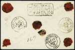 N°46B 20c bleu : sélection de 3 lettres dont deux exemplaires