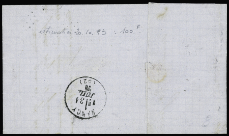 N°46B 20c bleu : sélection de 3 lettres dont deux exemplaires