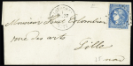 N°46B 20c bleu : sélection de 3 lettres dont deux exemplaires