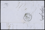 N°46A Deux lettres avec 20c bleu de nuances différentes