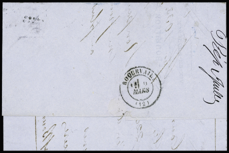 N°46A Deux lettres avec 20c bleu de nuances différentes