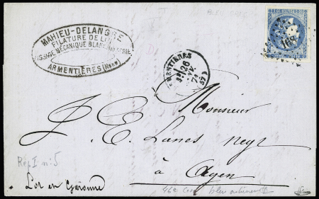 N°46Ad 20c bleu outremer obl. PC du GC 168 d'Armentières