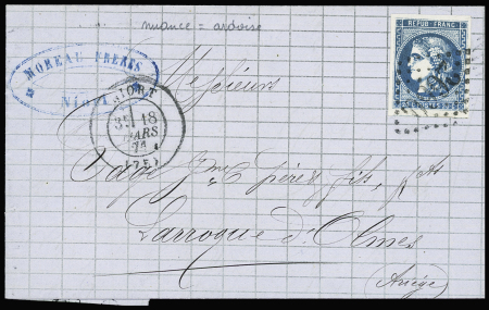 N°46Ag 20c ardoise obl. GC 2660 sur lettre de Niort