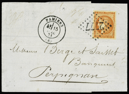 N°48 40c orange obl. GC 2777 sur lettre de Pamiers