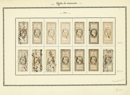 EFFETS DE COMMERCE Série n°121 à 145 sur anciennes