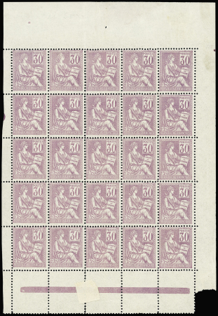 N°115 30c violet en panneau de 25, neuf ** (* en bdf),