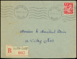 N°433 OBL Bar le Duc RP Meuse (1941) sur lettre adressée au maréchal Pétain avec étiquette de recommandation d'office de Dijon-gare. TB
