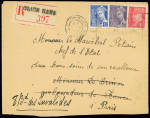 N°407 + 413 + 514 OBL Dijon-gare (sept 1942) sur lettre recommandée d'office pour le maréchal Pétain. TB