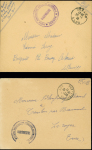 Lettre de Vernon Eure (22.1.40) avec cachet violet "Centre organisation automobile - Vernon - vaguemestre" + lettre avec CAD "Puy l'Eveque Lot"