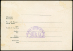 Formule Kriegsgefangenenpost avec au verso cachet violet en forme de demi-lune "Homme de confiance des français Stalag XA" (avril 1945 - bonne date). TB