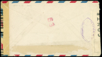 Entier postal aérogramme 6 cents orange USA avec surcharge RF type 1 d'Alger OBL CAD "poste navale" (2.9.44) censuré. Rare et TB