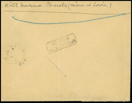 N°517 OBL Charolles Saône et Loire (14.11.44) sur lettre avec griffe "inadmis" + timbre-taxe n°73, association peu courante. TB
