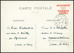 Carte postale "Rapatriement franchise postale" avec CAD "Bourgoin Isère" (28.5.45) expédiée par le maire de Mailly Aube rapatrié