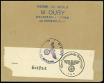 N°283, 50c Paix, bande verticale de 5 OBL CAD "Feldpost" (14.8.40) sur lettre de Rugles (Eure) expédiée à la Croix-Rouge de Genève avec censure allemande