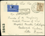 GB n°216 OBL Charcham Kent (dec 1940) sur lettre censurée adressée à un prisonnier anglais à la faculté catholique de Lille. TB