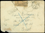 Lettre en franchise avec CAD "Camp de la Courtine Creuse" (11.6.40) pour Brest avec au verso griffe noire "destinataire n'a pas été atteint en raison des circonstances"