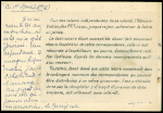 Carte postale de Bourges (1.8.1940) vers l'Alsace avec grande étiquette imprimée de 13 lignes "Pour des raisons indépendantes de sa volonté...