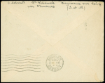 AFF de fortune de l'été 1940 : lettre sans timbre avec CAD "Nemours Seine et Marne" (22 juil 40) + "PP" encadré noir. TB