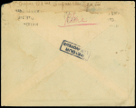 Lettre en franchise de Lyon-Gare (13.6.1940) adressée à un soldat de l'expédition de Narvik (SP 17633) avec griffe "le destinataire n'a pu être atteint à l'adresse indiquée"