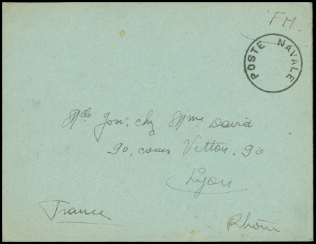 Lettre en franchise avec CAD sans bloc dateur "poste navale" (expédition de Narvik 1940). Jolie pièce