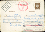 Entier carte postale 80c Pétain avec complément de taxe perçu OBL Villeparisis (1942) pour un marin à Hanoï avec censure allemande. TB