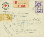 Madagascar n°273 + 278 OBL Nossi-Bé (1945) sur lettre recommandée avec Croix-Rouge "Comité international Genève - délégation à Madagascar". TB