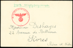 Carte avis de capture de fortune d'un prisonnier à Saint-Dié (1 aout 1940) avec cachet rouge avec aigle "Wehrmacht dienstpost". TB