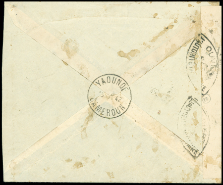 Levant PA5 OBL grand CAD à pont "Poste aux armées FFL BCM 1" (28 nov 1942) sur lettre recommandée censurée pour le Cameroun. TB