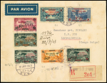 Levant n°41 à 43 + PA1 à 4 OBL grand CAD à pont "poste aux armées FFL BCM1" (1943 Beyrouth) sur lettre recommandée pour Léopoldville avec arrivée. TB