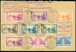 Levant n°44 à 50 + PA5 + PA6 OBL grand CAD à pont "Poste aux armées FFL BPM 2" (22.1.1943) sur lettre avec cachet rect violet "Poste aux armées des FF