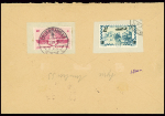 Levant n°44 à 50 + PA5 + PA6 OBL grand CAD à pont "Poste aux armées FFL BPM 2" (22.1.1943) sur lettre avec cachet rect violet "Poste aux armées des FF