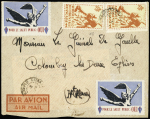 AOF n°18, 2 pièces OBL Conakry Guinée (1948) sur lettre adressée au général de Gaulle à Colombey les deux Eglises avec 3 vignettes
