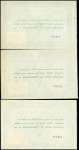 4 billets de soutien au Rassemblement du Peuple Français de 1000F, 5000F, 10000F et 50000F, chacun avec timbre fiscal. Ensemble rare et TB