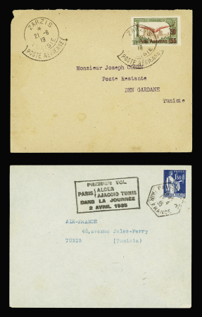 Ensemble de 51 plis avion et premiers vols concernant la Tunisie + 4 plis de la seconde guerre mondiale dont un message Croix-Rouge