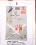 Ensemble de 69 premiers vols et lettres par avion sur les liaisons postales aériennes de Madagascar (1935 - 1947) avec les vols intérieurs