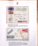 Ensemble de 69 premiers vols et lettres par avion sur les liaisons postales aériennes de Madagascar (1935 - 1947) avec les vols intérieurs