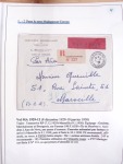 Collection de 82 plis dans un classeur de bureau blanc avec descriptions : "Dix-huit ans de liaisons postales aériennes avec Madagascar (1929 - 1946)"