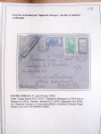 Collection de 82 plis dans un classeur de bureau blanc avec descriptions : "Dix-huit ans de liaisons postales aériennes avec Madagascar (1929 - 1946)"